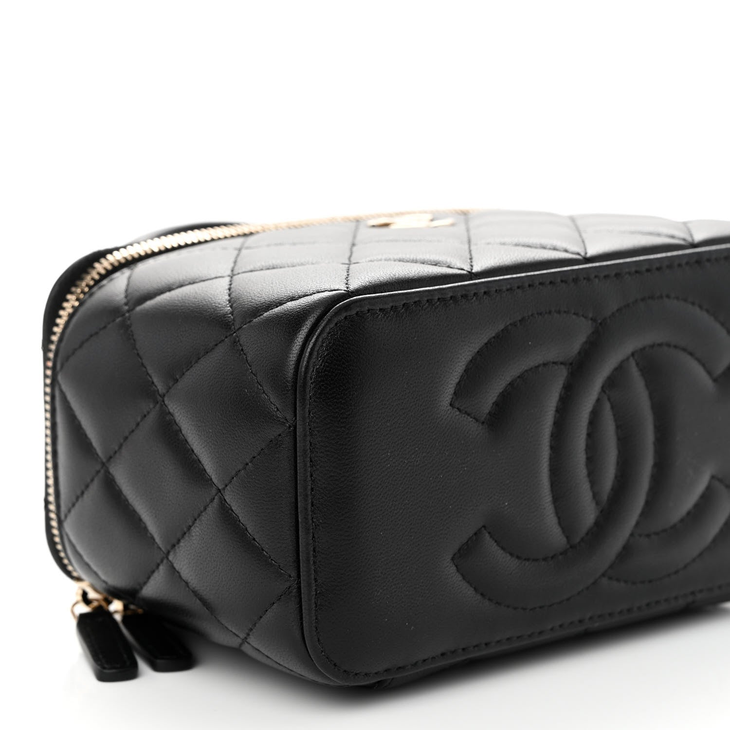 Chanel Lambskin Quilted Small Top Handle Vanity Case With Chain Black 10 of 11