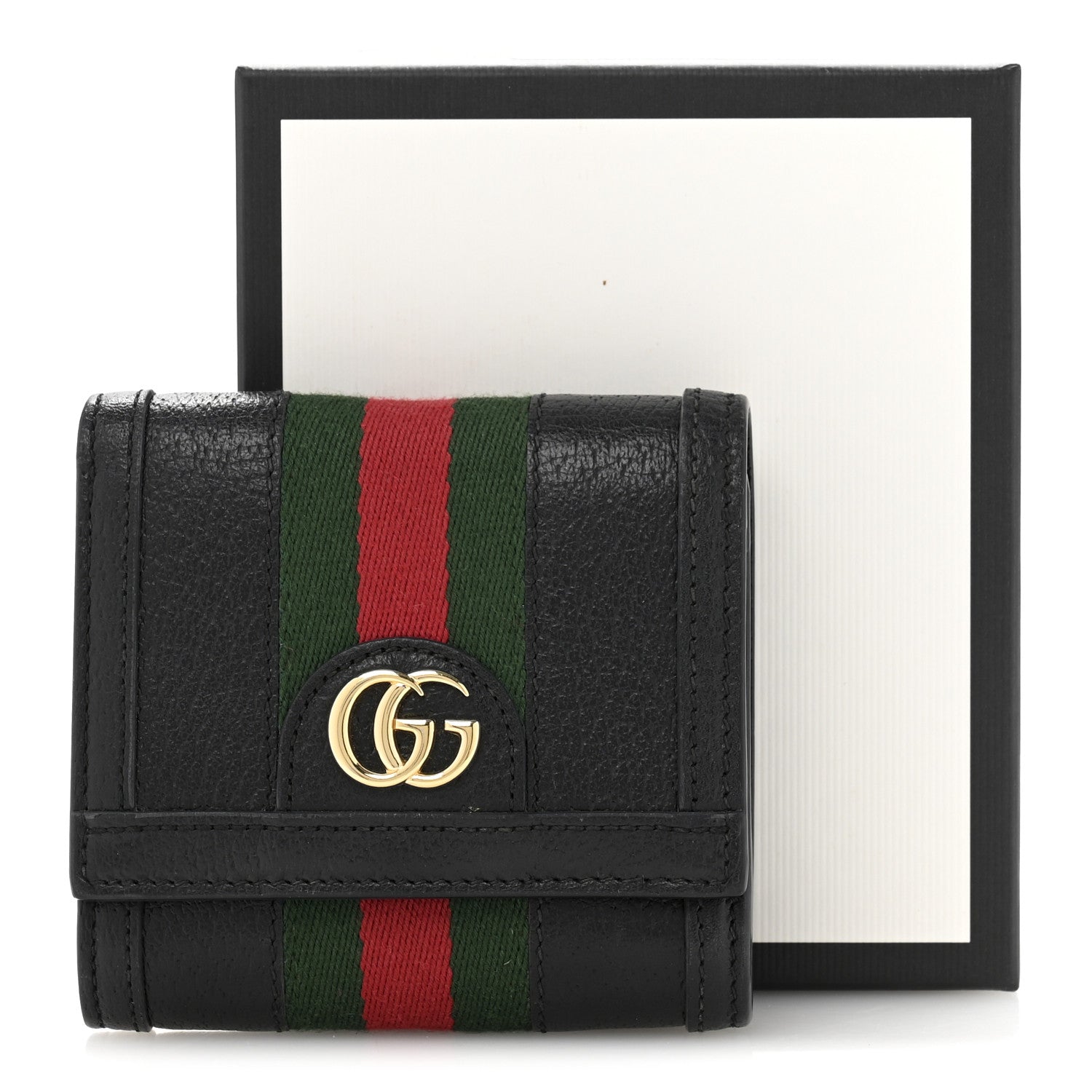 Gucci Textured Dollar Calfskin Web Ophidia Card Case Wallet Black 10 of 10