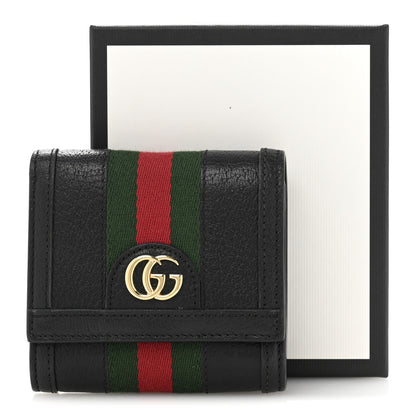 Gucci Textured Dollar Calfskin Web Ophidia Card Case Wallet Black 10 of 10