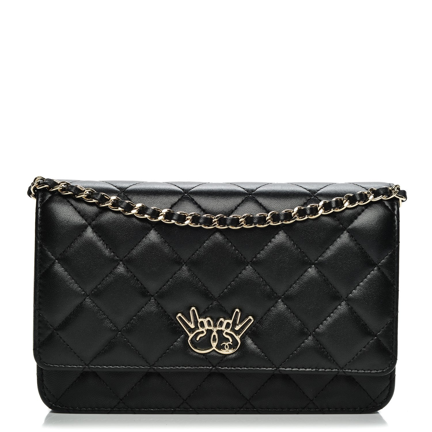 Chanel Lambskin Quilted Emoticon Wallet On Chain WOC Black 1 of 8