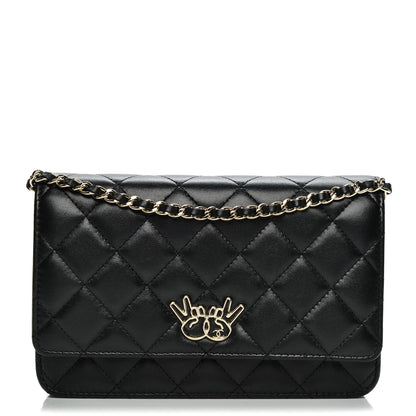 Chanel Lambskin Quilted Emoticon Wallet On Chain WOC Black 1 of 8