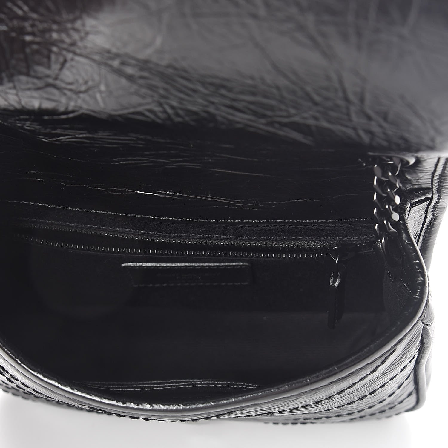 Saint Laurent Crinkled Calfskin Matelasse Monogram Niki Chain Wallet Black 5 of 9