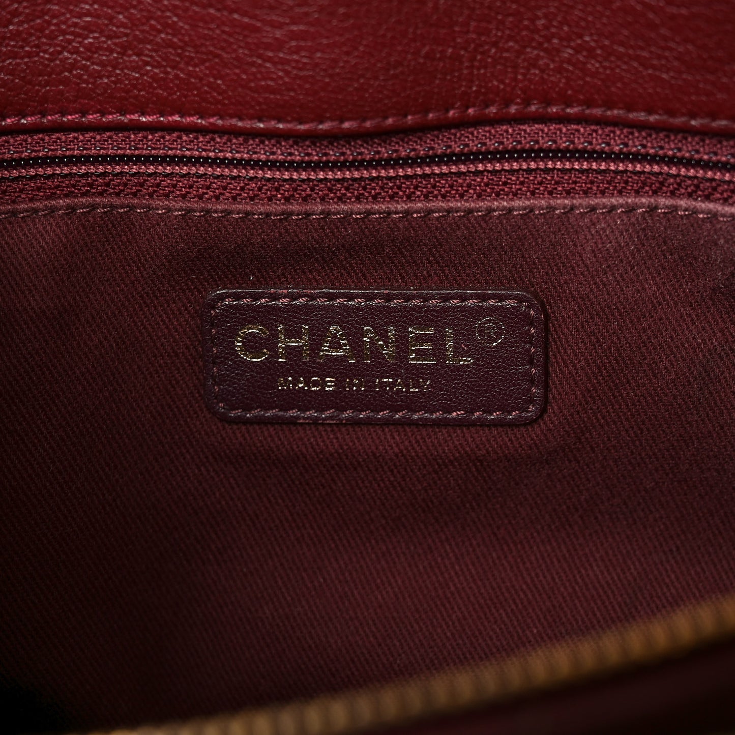 Patent Goatskin Quilted Small CC Eyelet Tote Burgundy