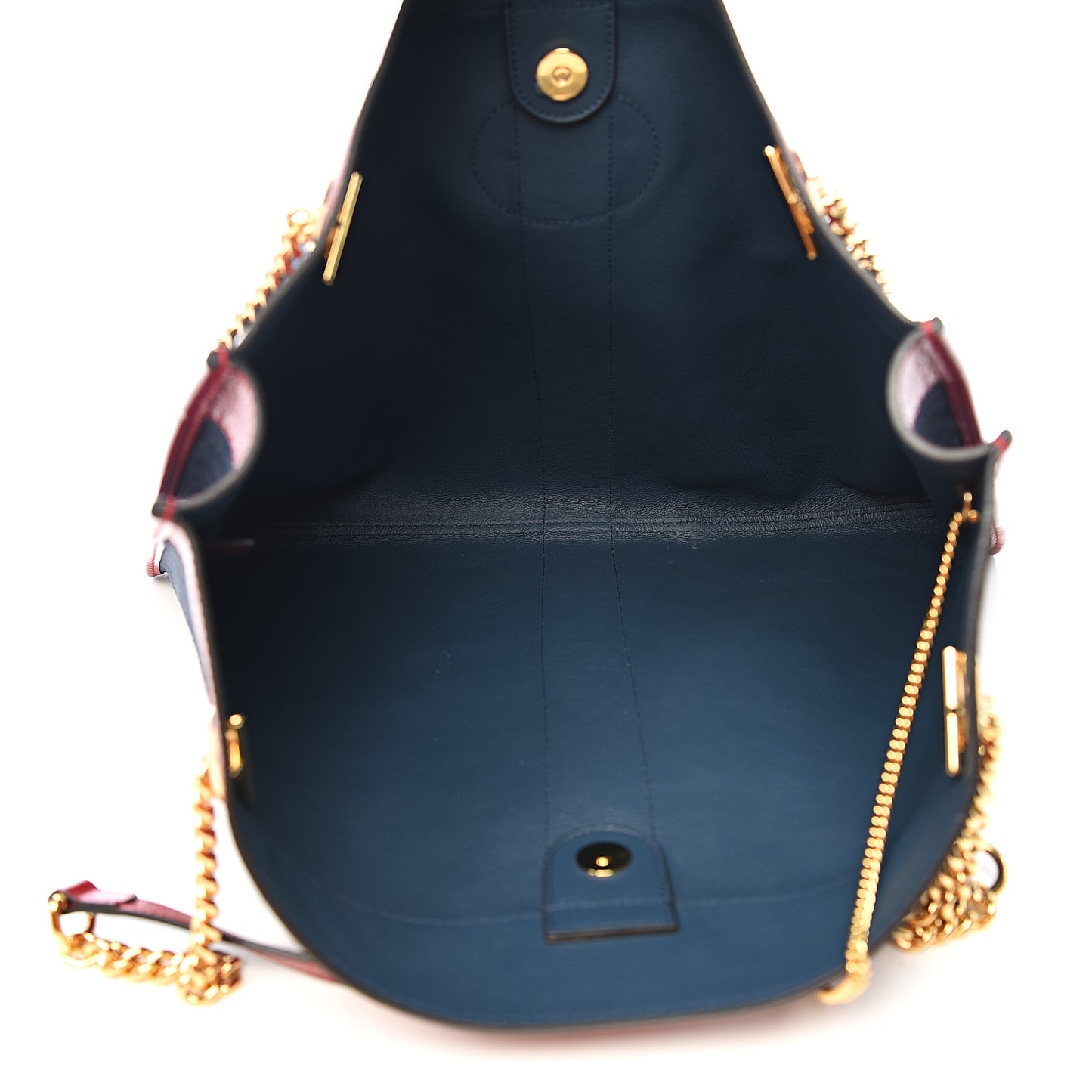 Suede Calfskin Large Rajah Chain Tote New Blue Romantic Cherry