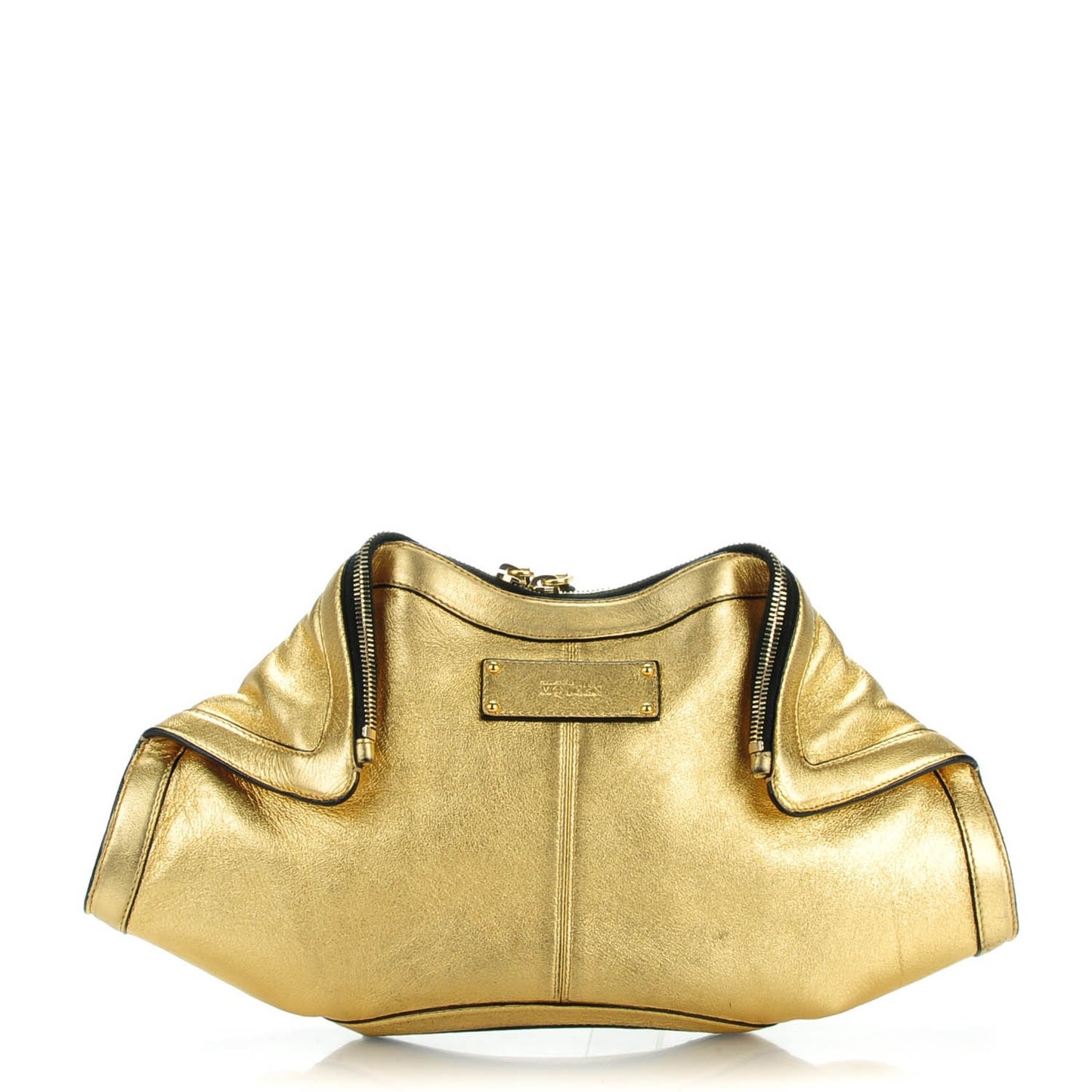 Metallic Lambskin De Manta Clutch Gold