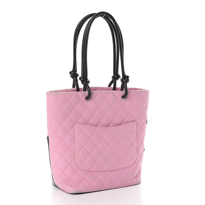 Chanel Calfskin Quilted Medium Cambon Tote Pink Black 2 of 9
