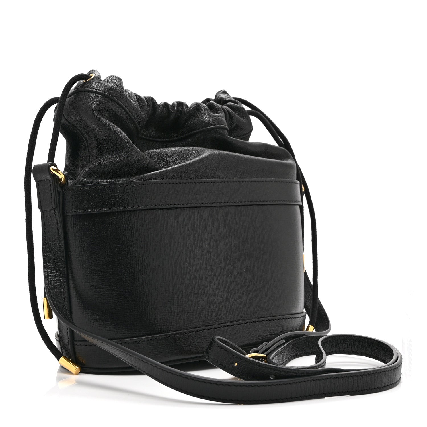 Gucci Azalea Sakai Calfskin Horsebit 1955 Drawstring Bucket Bag Black 3 of 11