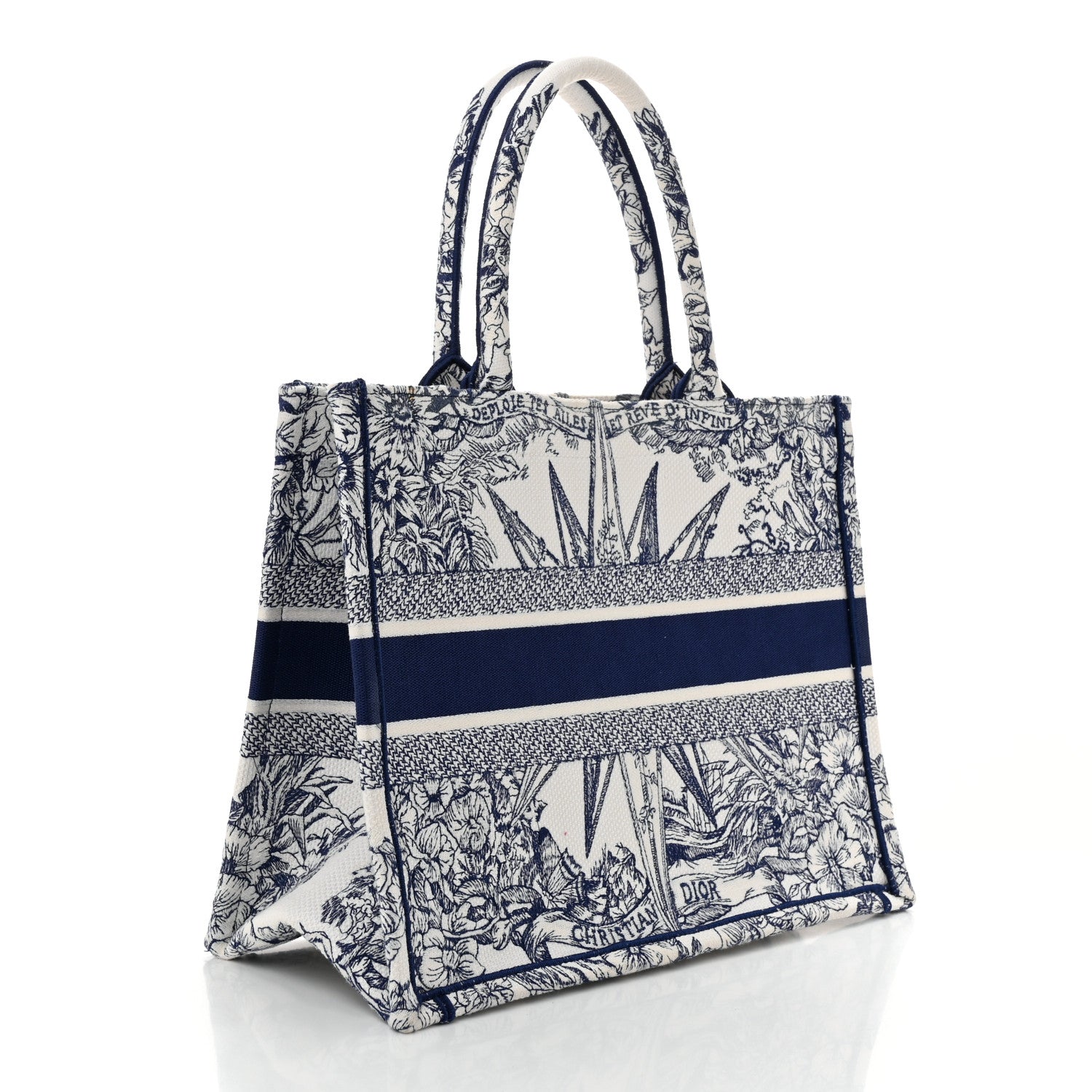 Christian Dior Canvas Embroidered Medium Reve d'Infini Book Tote Blue 3 of 11