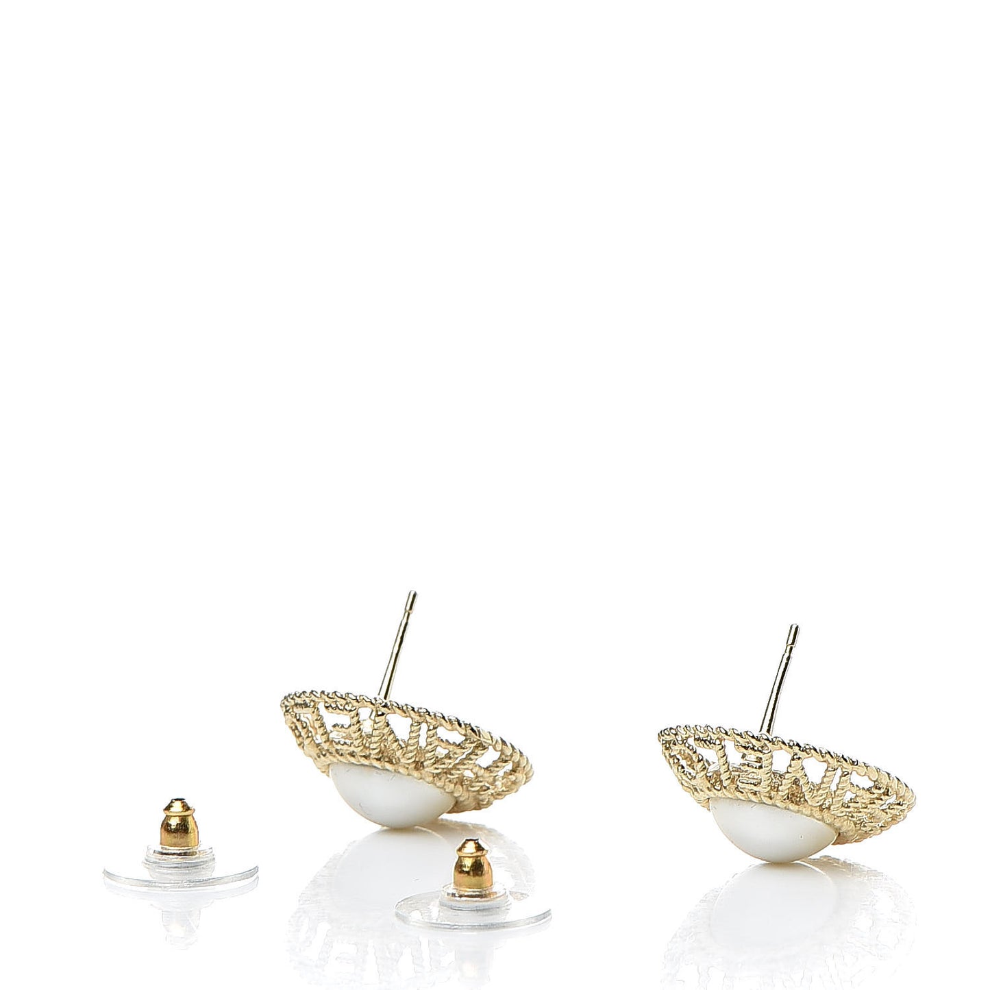 Pearl CC Round Rope Logo Earrings Gold
