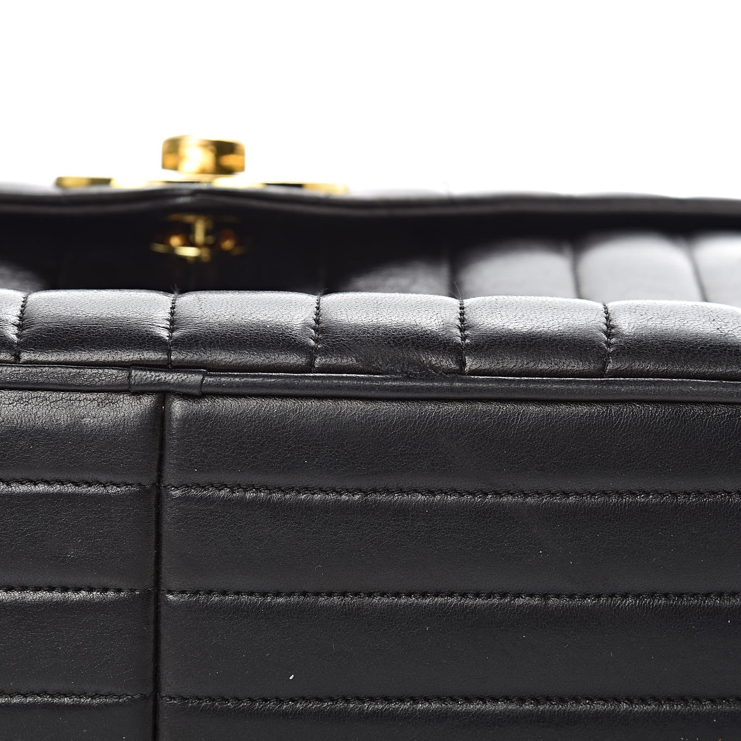 Lambskin Vertical Quilted Flap Camera Case Black
