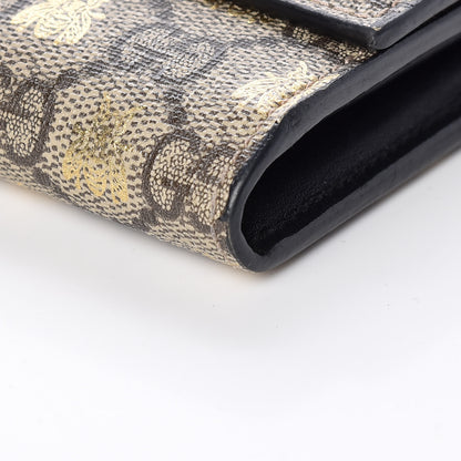 Gucci GG Supreme Monogram Bees Continental Wallet Beige Oro Black 9 of 12