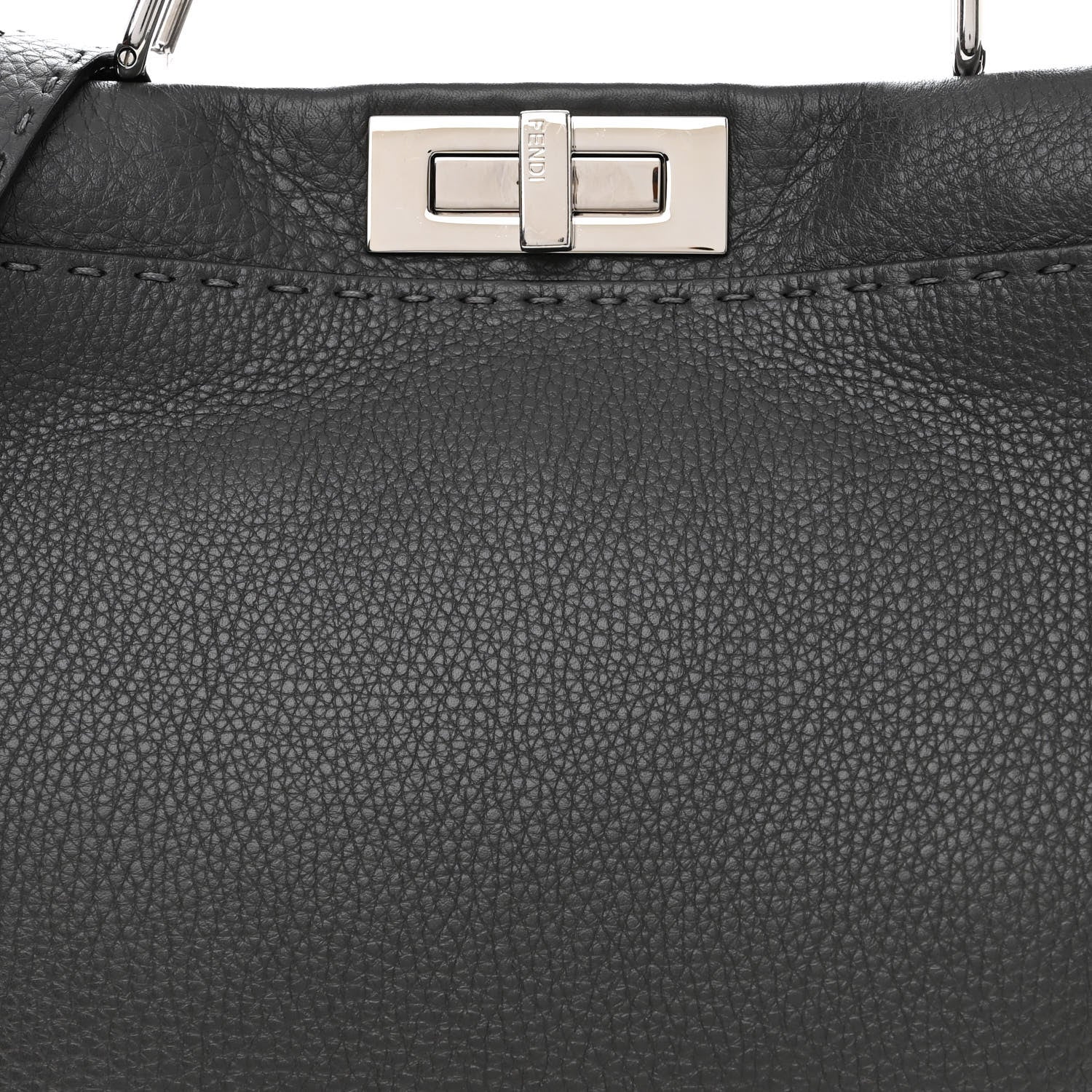 Fendi Cuoio Romano Selleria Bi-Color Medium Peekaboo Iconic Satchel Asfalto Latte 9 of 11