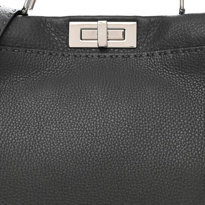 Fendi Cuoio Romano Selleria Bi-Color Medium Peekaboo Iconic Satchel Asfalto Latte 9 of 11