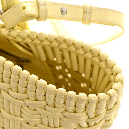 Balenciaga Varnished Faux Calfskin Braided XS Bistro Basket Pale Yellow 12 of 12