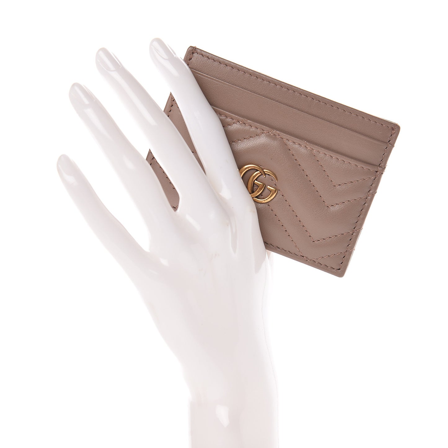 Calfskin Matelasse GG Marmont Card Holder Porcelain Rose