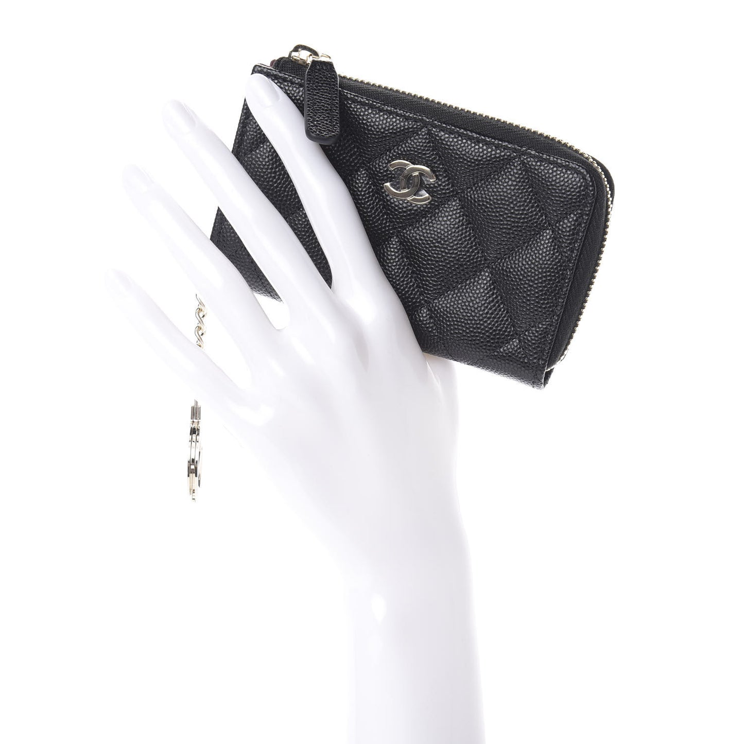 Caviar Quilted Key Holder Case Black