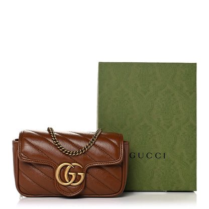 Gucci Azalea Calfskin Matelasse Diagonal Super Mini GG Marmont Shoulder Bag Cuir 16 of 16