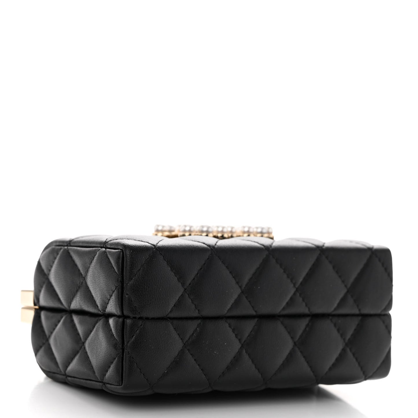 Lambskin Quilted Pearl CC Vanity Case Black