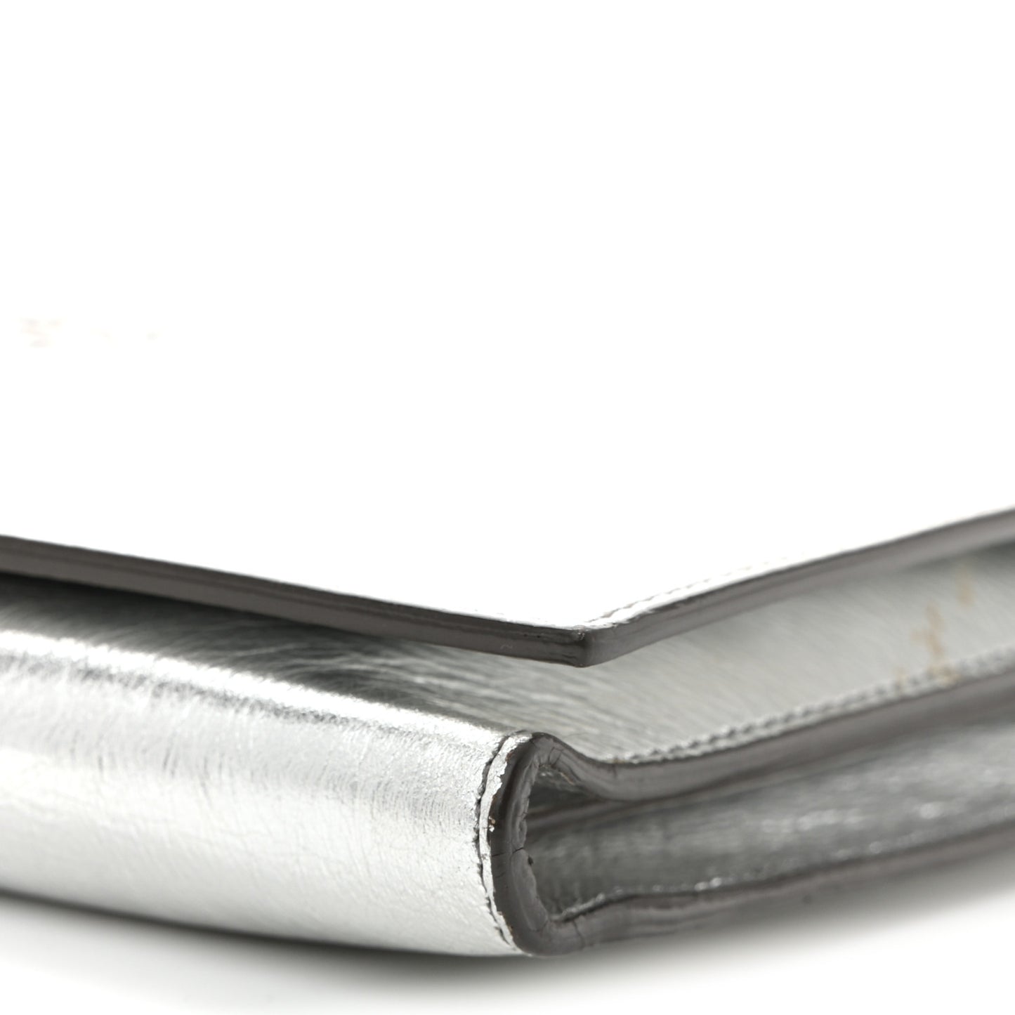 Metallic Crinkled Calfskin Belle de Jour Chain Clutch Silver