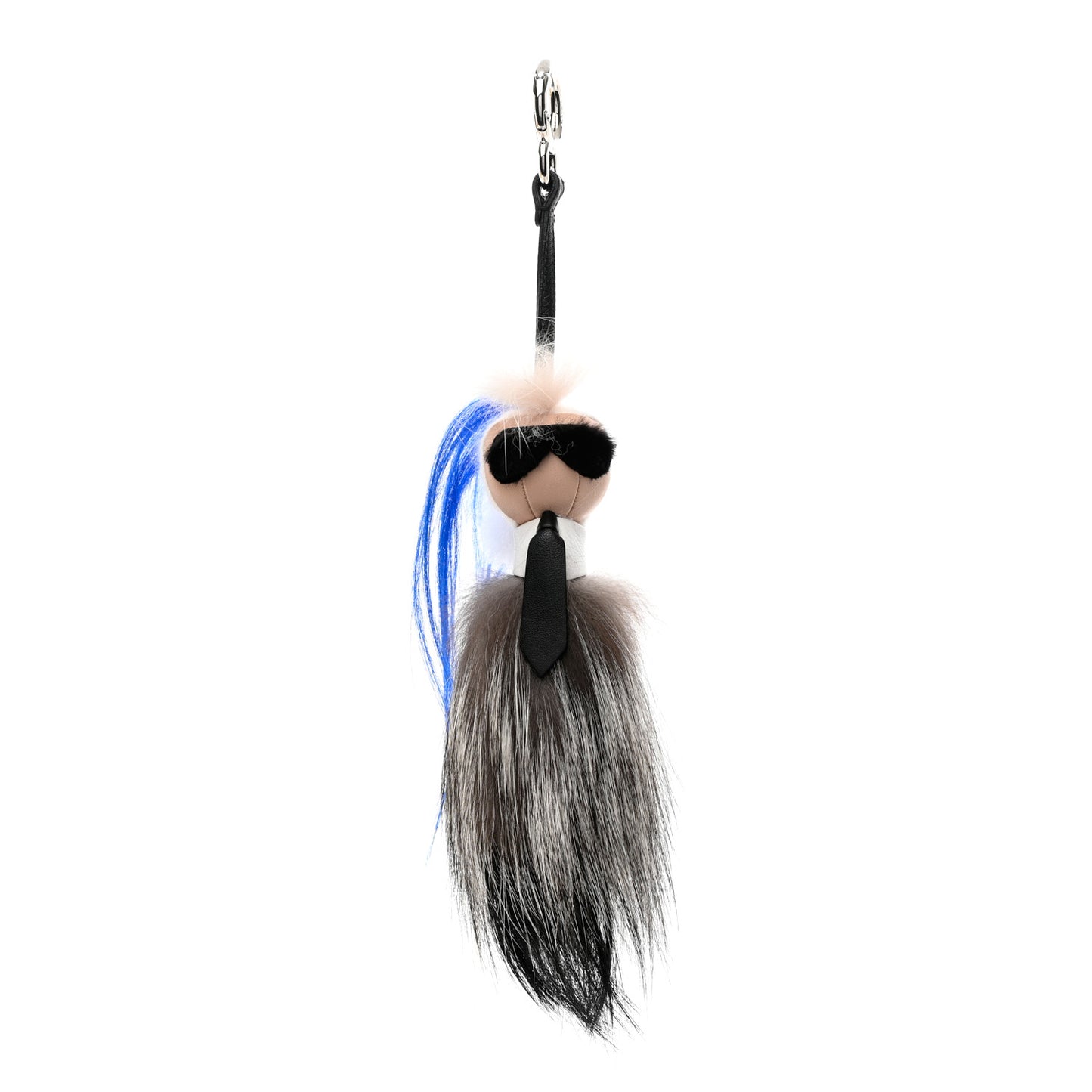 Mink Fox Goat Fur Karlito Bag Charm Blue