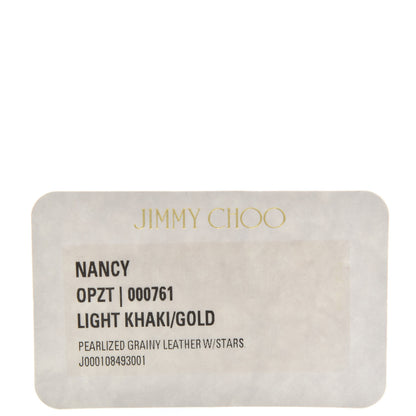 Jimmy Choo Pearlized Grainy Calfskin Nancy Star Studded Key Pouch Light Khaki 8 of 8