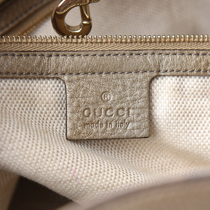 Gucci Metallic Pebbled Calfskin Medium Soho Chain Shoulder Bag Golden Beige 5 of 17