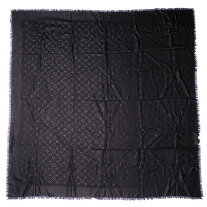 Louis Vuitton Silk Wool Monogram Shawl Black 2 of 4