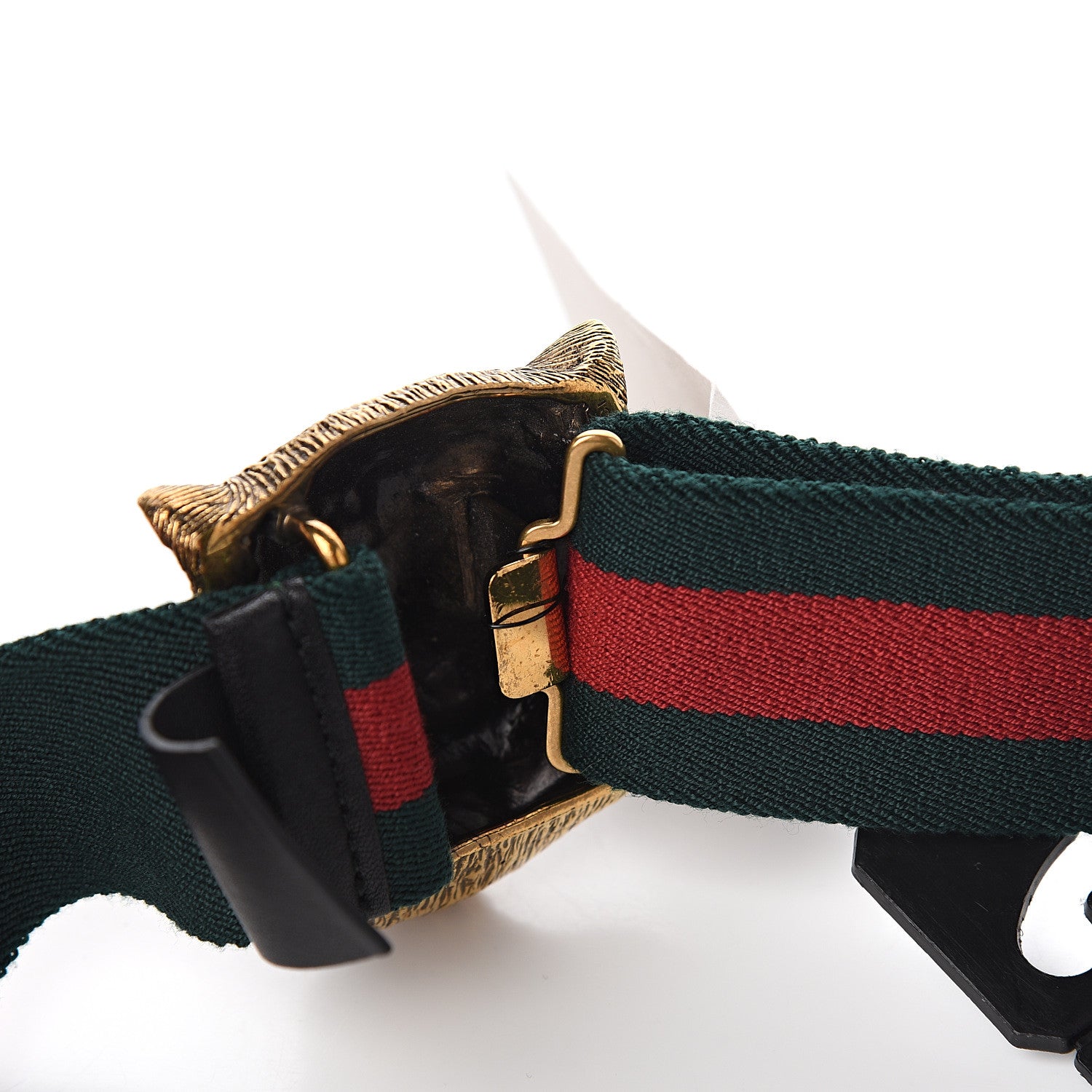 Gucci Web Feline Buckle Belt 75 30 Green Red 3 of 4