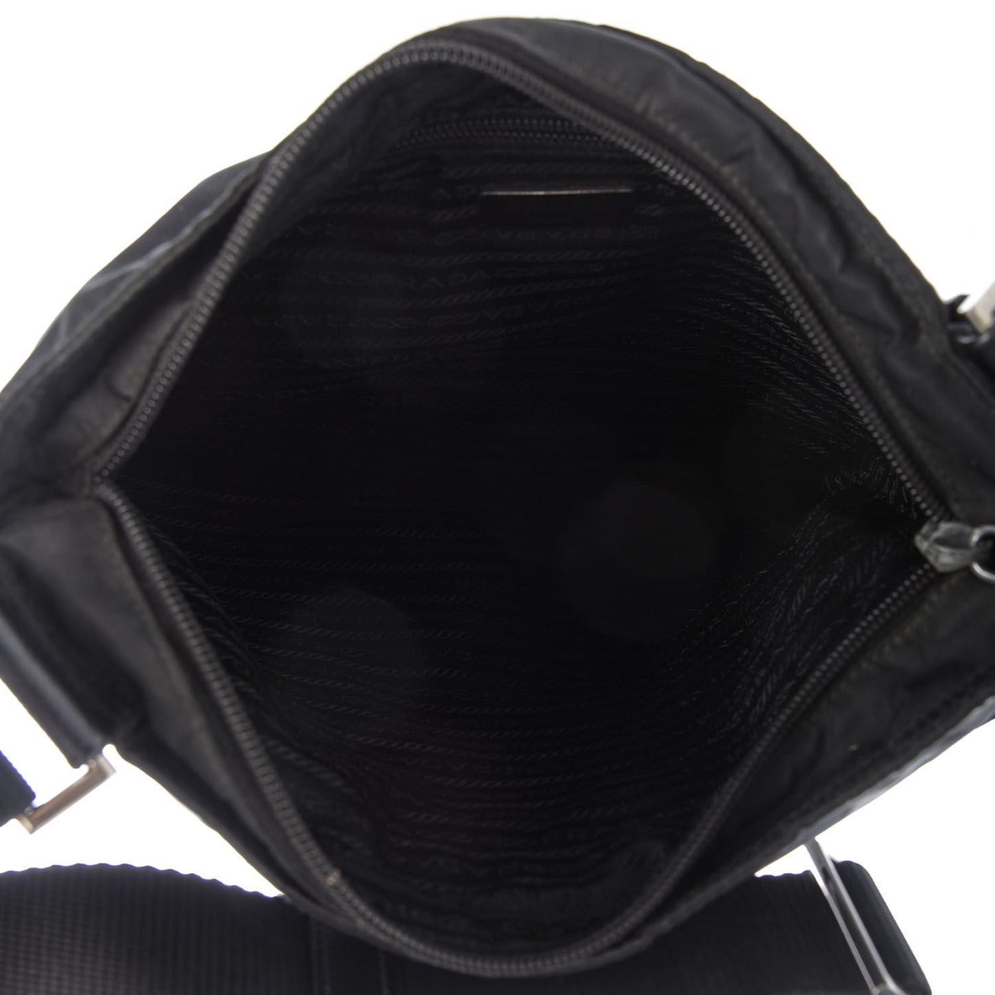 Tessuto Nylon Saffiano Flat Messenger Bag Black