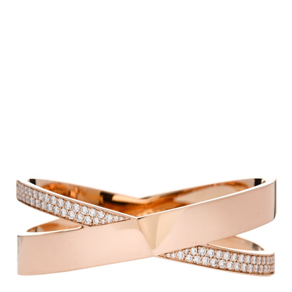 Tiffany 18K Rose Gold Diamond Atlas X Hinged Bangle Bracelet 1 of 4