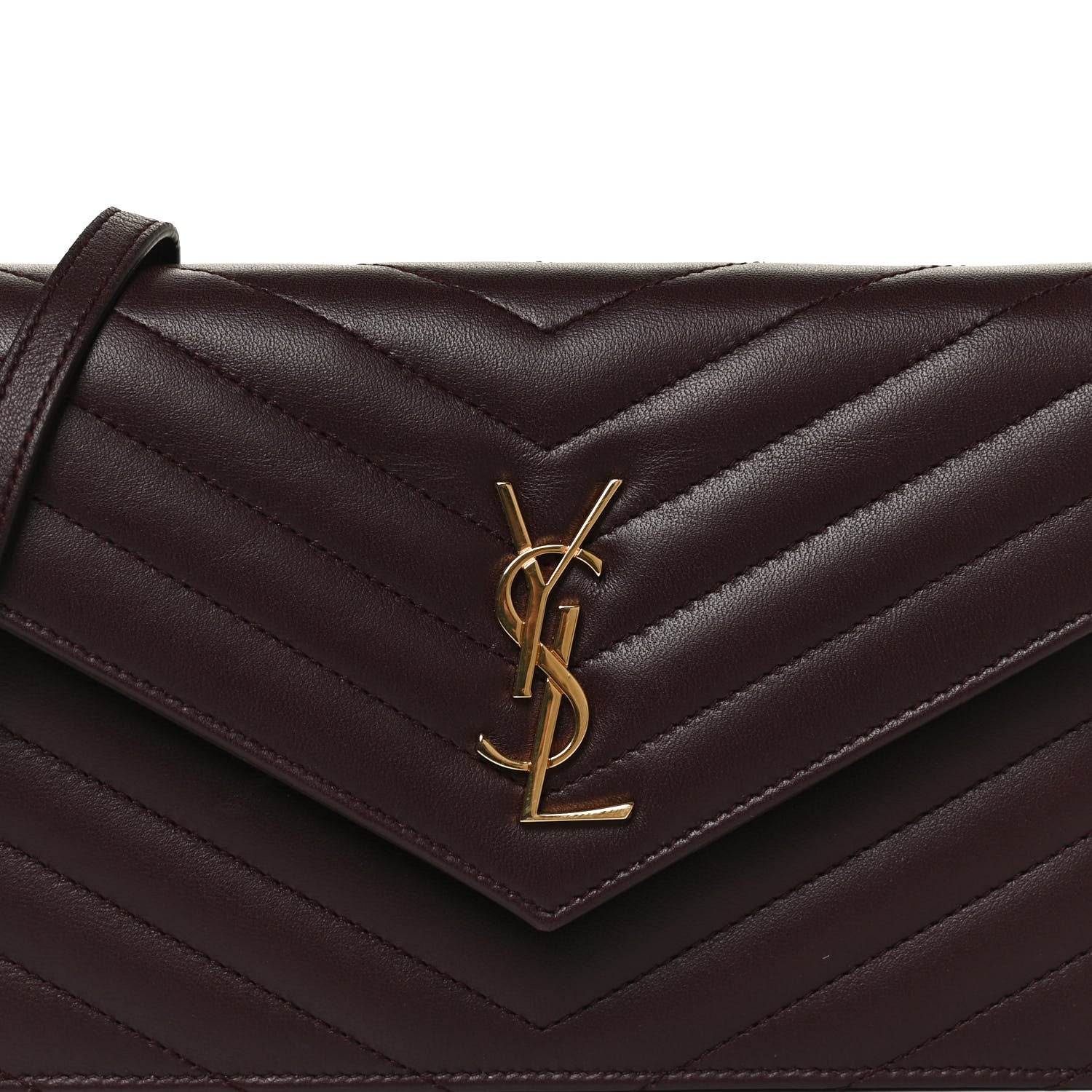 Saint Laurent Nappa Matelasse Chevron Monogram Chain Wallet Amaranto 8 of 10
