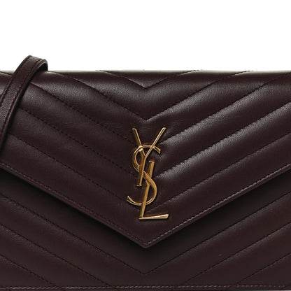 Saint Laurent Nappa Matelasse Chevron Monogram Chain Wallet Amaranto 8 of 10