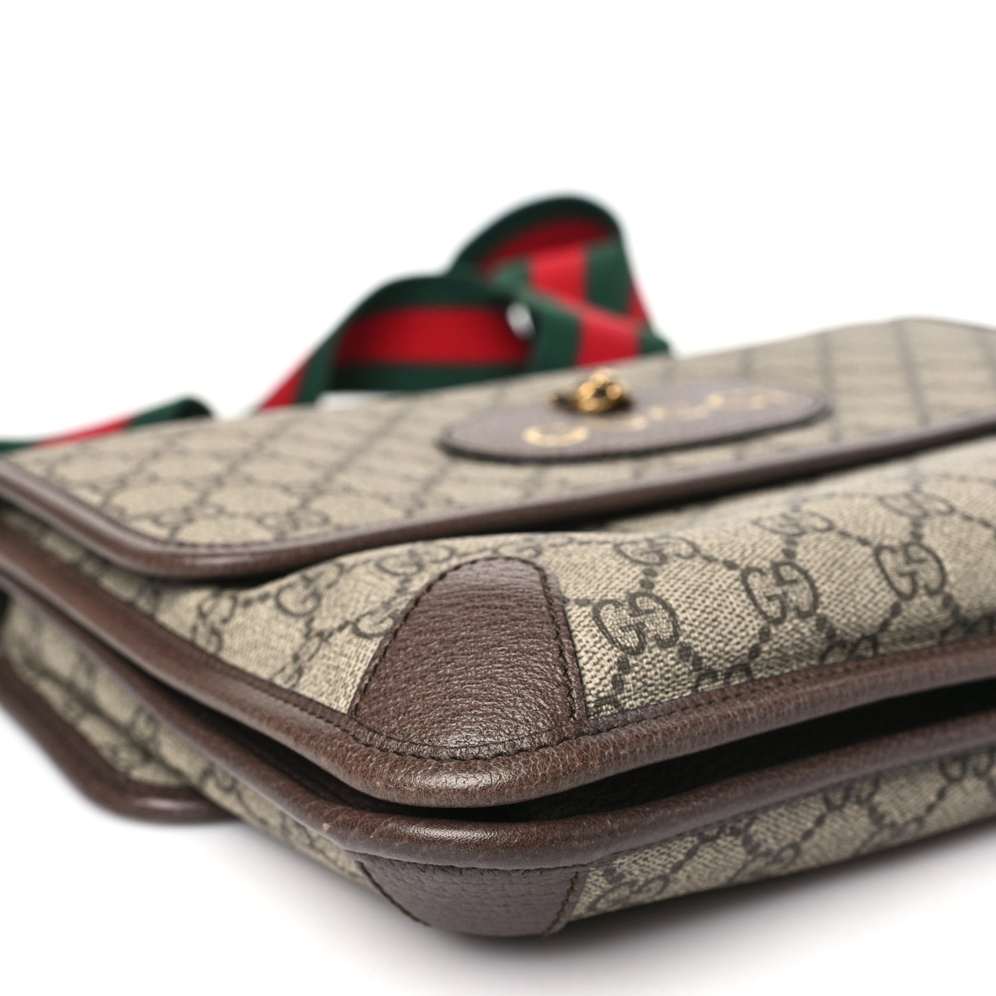 GG Supreme Monogram Web Neo Vintage Double Flap Messenger Bag Beige New Acero