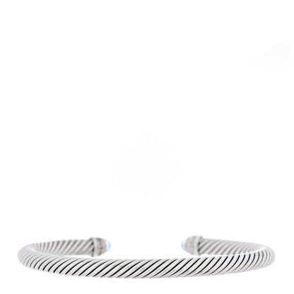 David Yurman DAVID YURMAN Sterling Silver Diamond Blue Topaz 5mm Cable Classics Bracelet 2 of 3