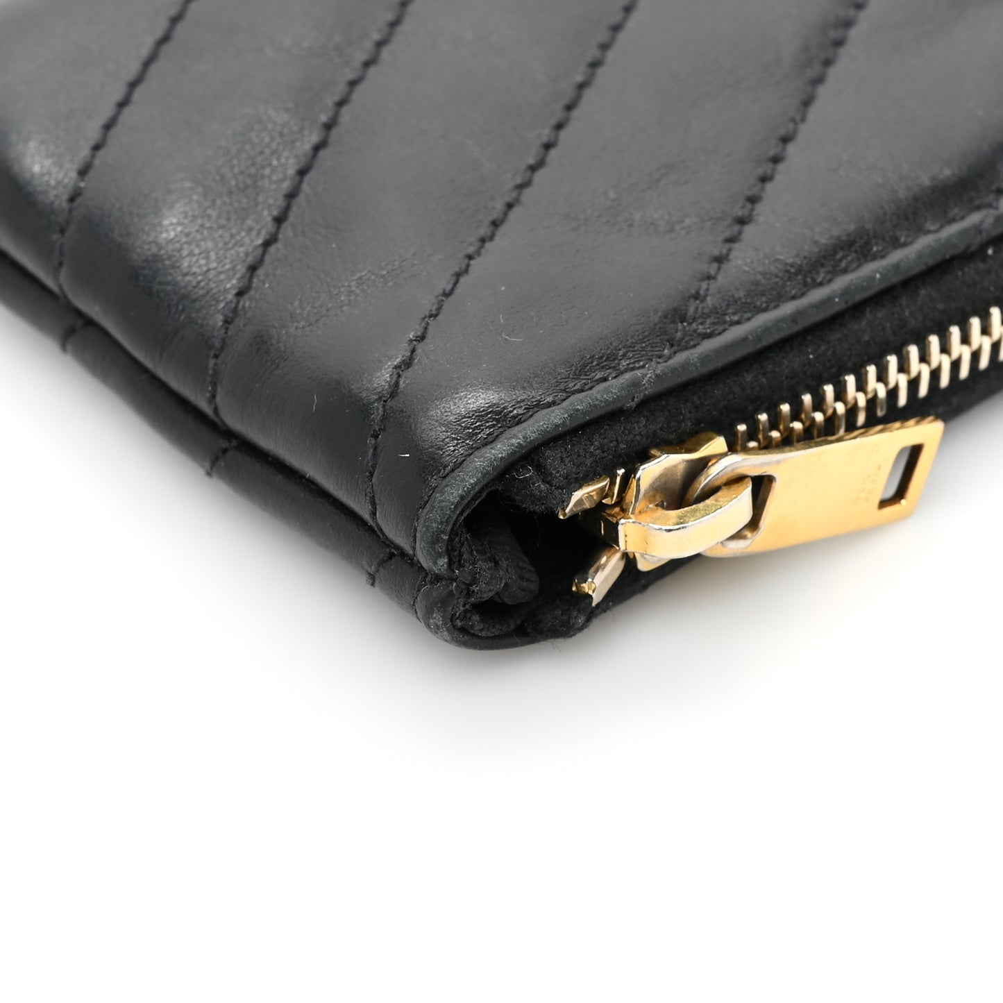 Calfskin Matelasse Monogram Key Pouch Black