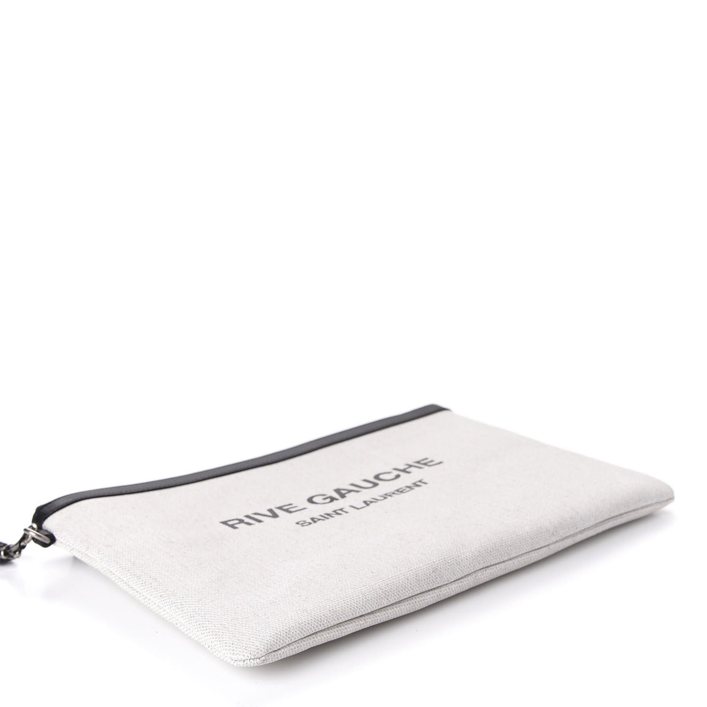 Linen Canvas Rive Gauche Zipped Pouch Optic White