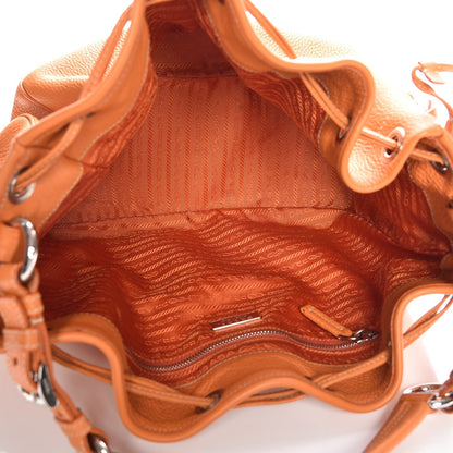 Prada Vitello Daino Drawstring Bucket Orange 5 of 8