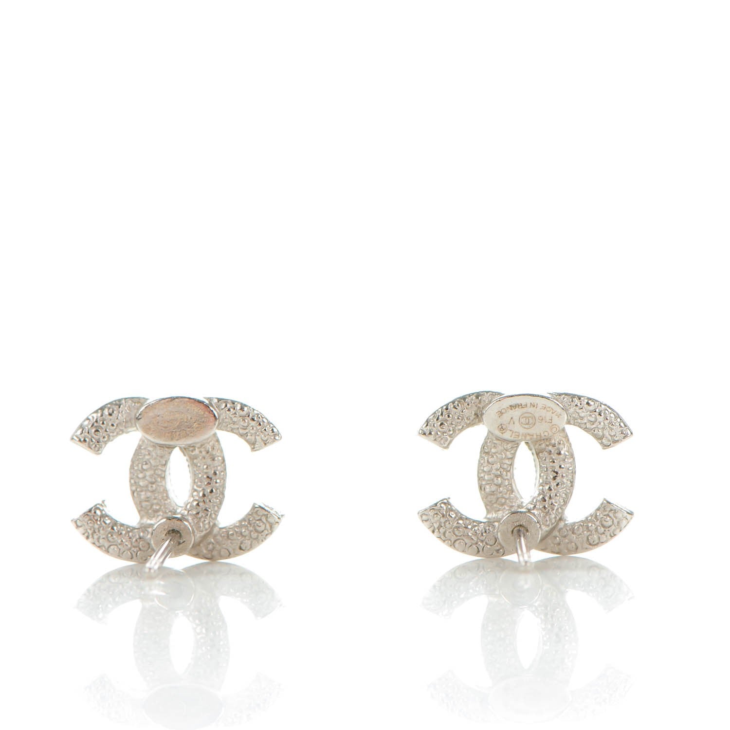 Chanel Crystal Timeless CC Earrings Silver 3 of 5