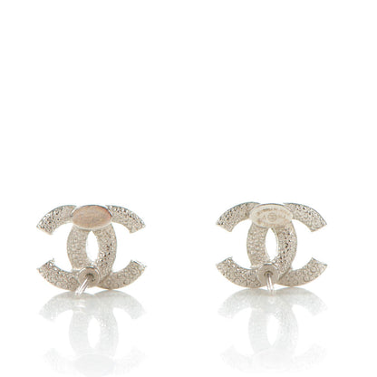Chanel Crystal Timeless CC Earrings Silver 3 of 5