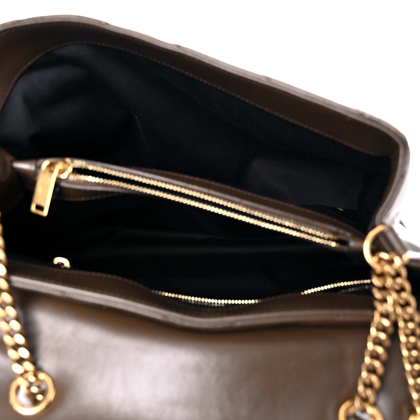 Calfskin Y Quilted Monogram Medium Loulou Chain Satchel Soil Brown