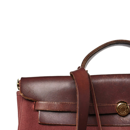 Hermes Toile Calfskin Herbag 39 GM Rouge H 12 of 15