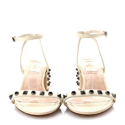 Valentino Garavani Pebbled Calfskin Rockstud Rolling 60mm City Sandals 38 Light Ivory 3 of 9