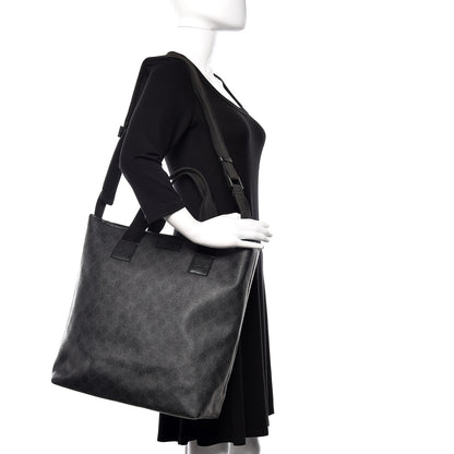 Gucci GG Supreme Monogram Web Handle Vertical Tote Black Grey 2 of 12