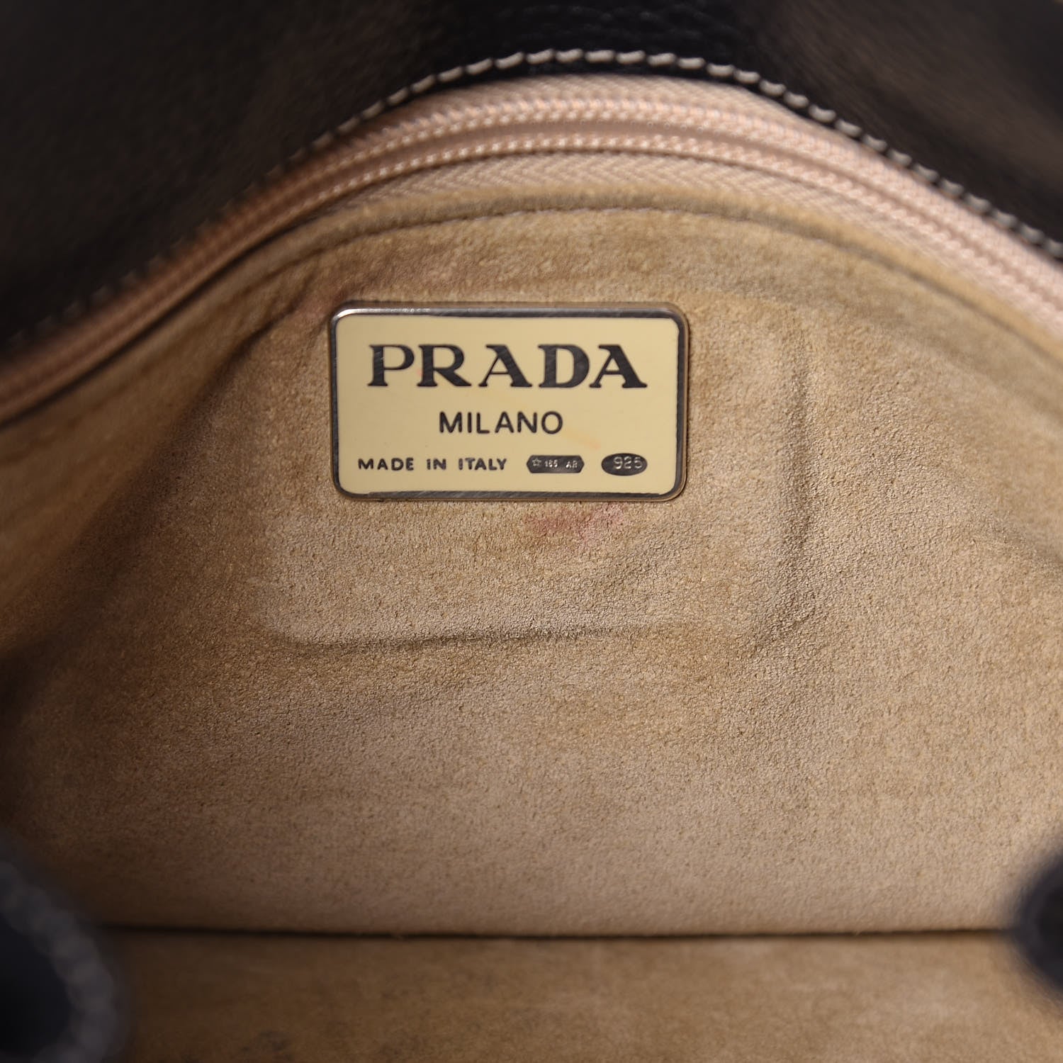 Prada Cervo Deerskin Embossed Logo Fringe Backpack Black 7 of 12