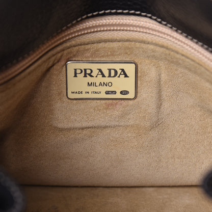 Prada Cervo Deerskin Embossed Logo Fringe Backpack Black 7 of 12
