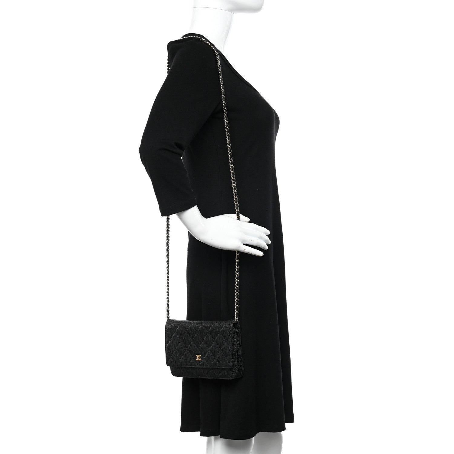 Chanel Caviar Quilted Wallet on Chain WOC Black 2 of 12