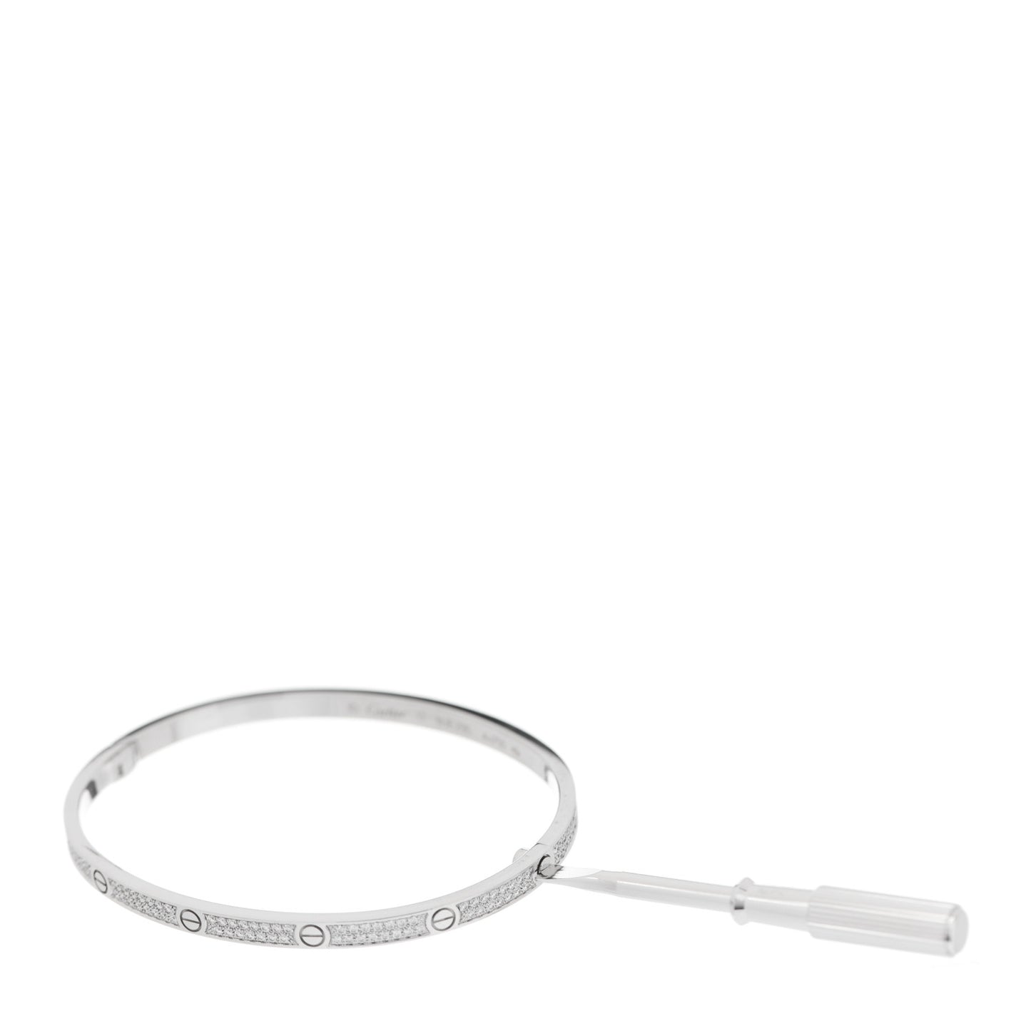 18K White Gold Diamond Small LOVE Paved Bracelet 17