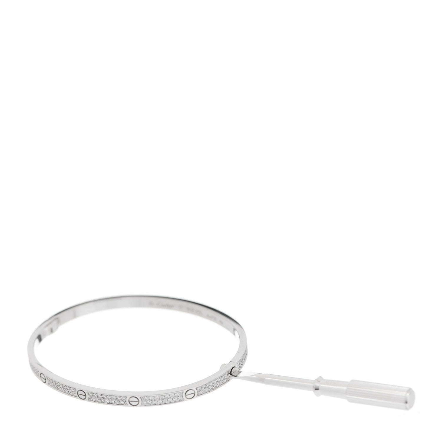 Cartier 18K White Gold Diamond Small LOVE Paved Bracelet 17 3 of 5