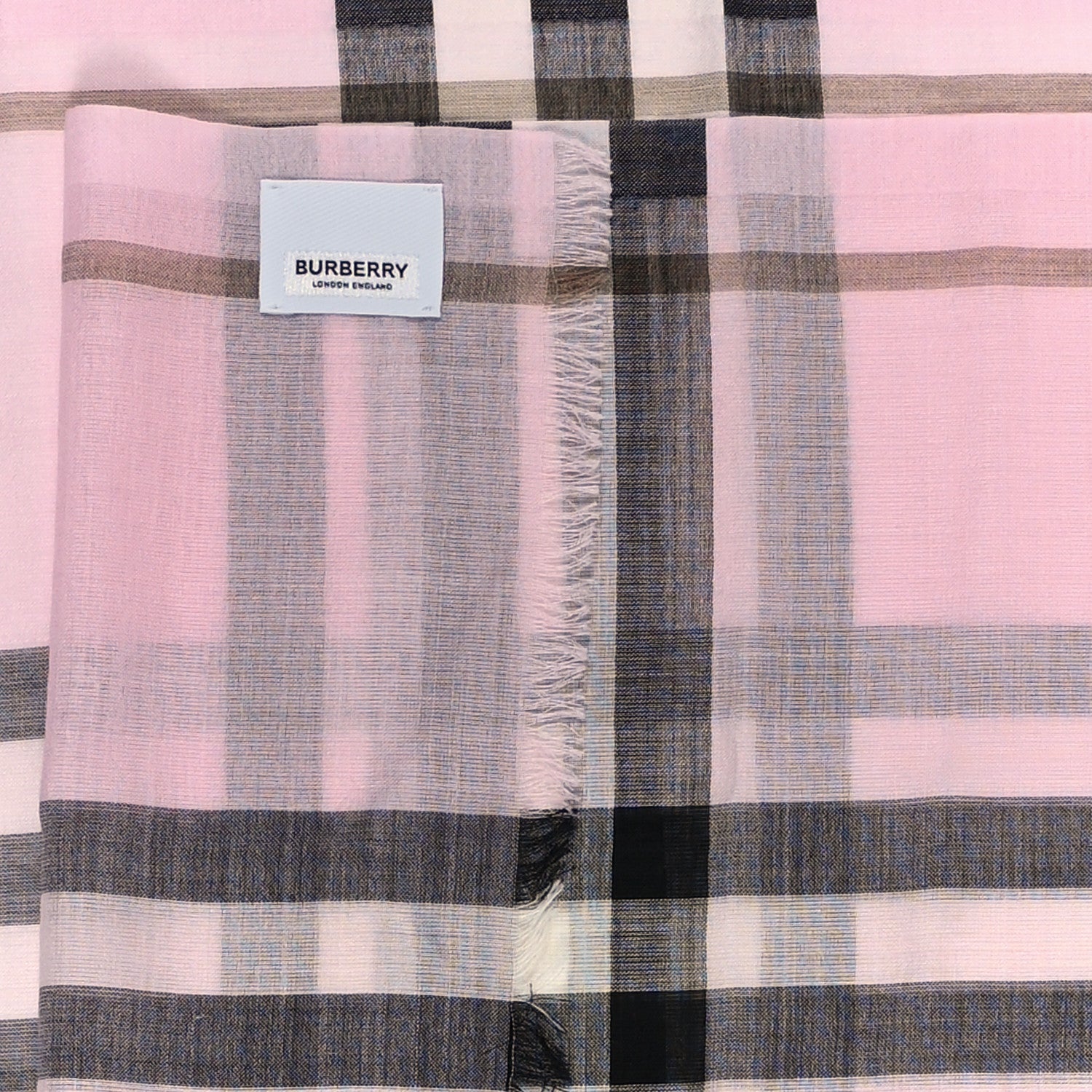 Burberry Wool Silk Gauze Giant Check Scarf Alabaster Pink 3 of 4