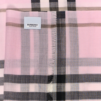 Burberry Wool Silk Gauze Giant Check Scarf Alabaster Pink 3 of 4